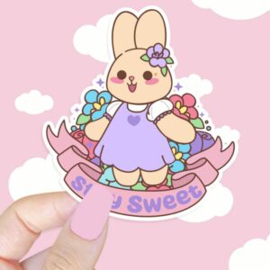 A graphic of Stay Sweet Lavender The Bunny Sticker available on HeckinMagical.com