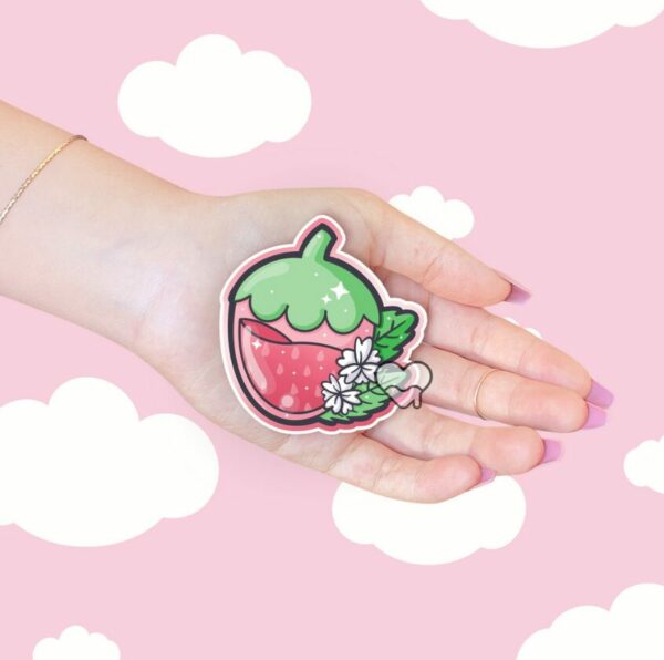 A graphic of Strawberry Juice Sticker available on HeckinMagical.com