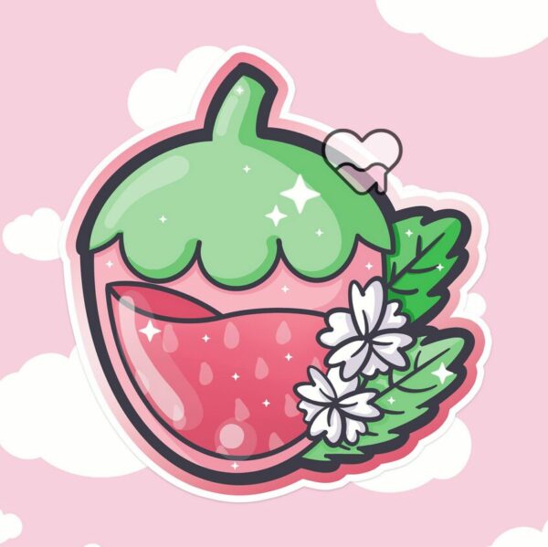 A graphic of Strawberry Juice Sticker available on HeckinMagical.com