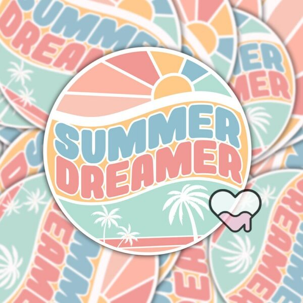 A graphic of Summer Dreamer Sticker available on HeckinMagical.com