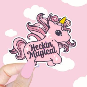 A graphic of Heckin Magical Unicorn Sticker available on HeckinMagical.com