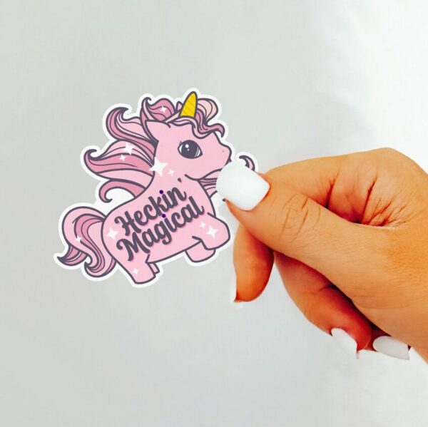 A graphic of Heckin Magical Unicorn Sticker available on HeckinMagical.com