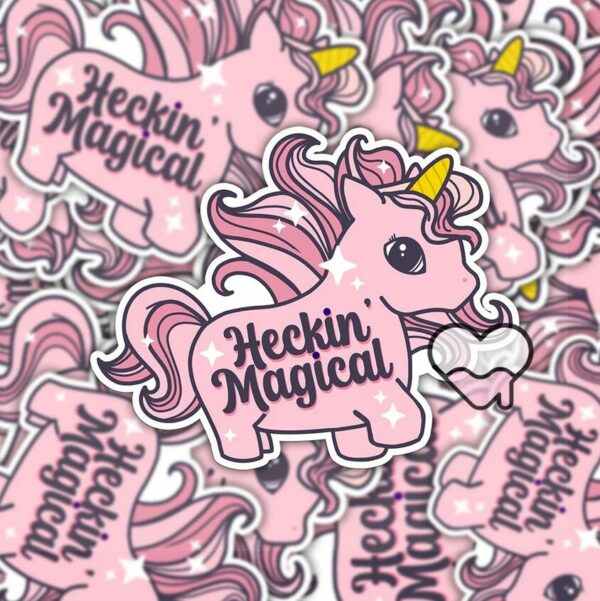 A graphic of Heckin Magical Unicorn Sticker available on HeckinMagical.com