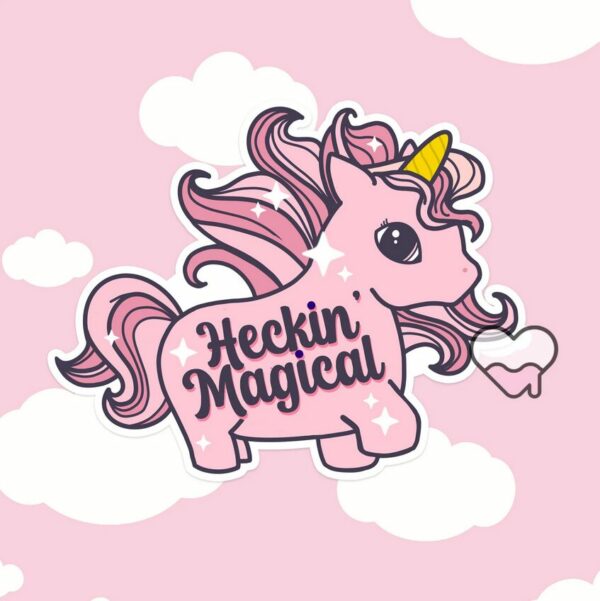 A graphic of Heckin Magical Unicorn Sticker available on HeckinMagical.com