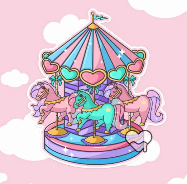 A graphic of Pastel Kawaii Carousel Sticker available on HeckinMagical.com