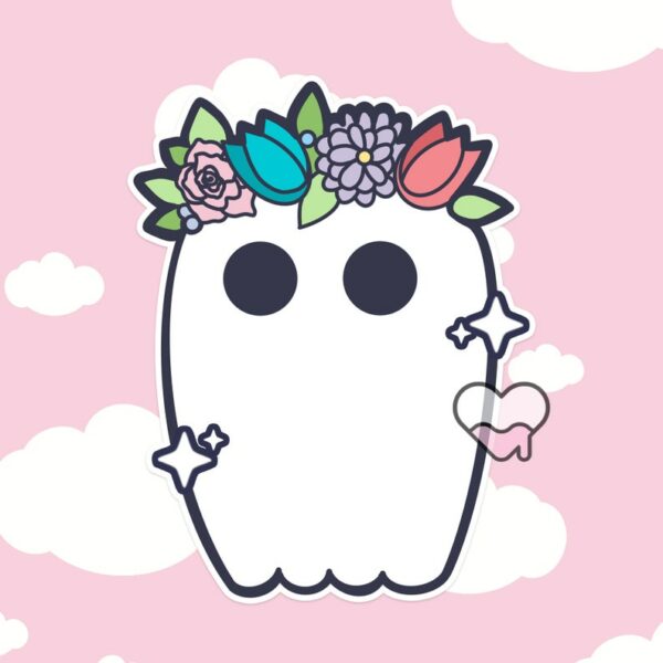 A graphic of Bootiful Ghost Sticker available on HeckinMagical.com