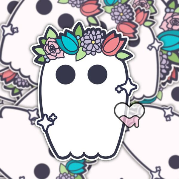 A graphic of Bootiful Ghost Sticker available on HeckinMagical.com