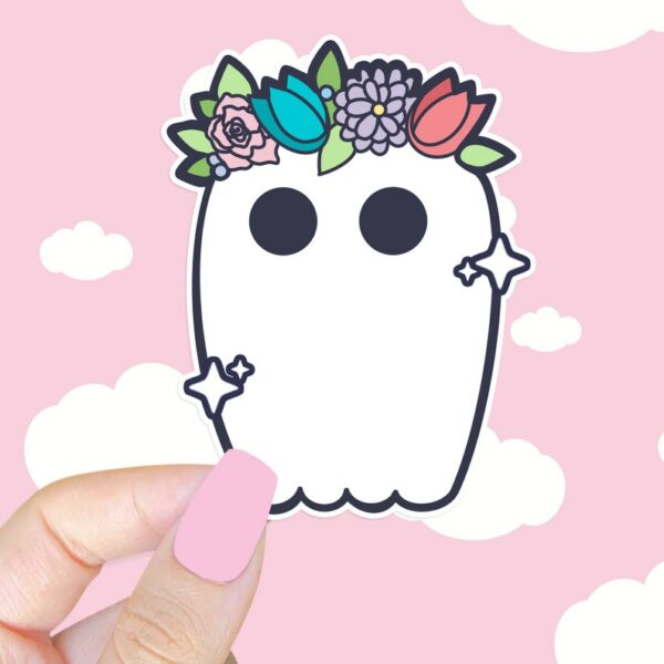 A graphic of Bootiful Ghost Sticker available on HeckinMagical.com