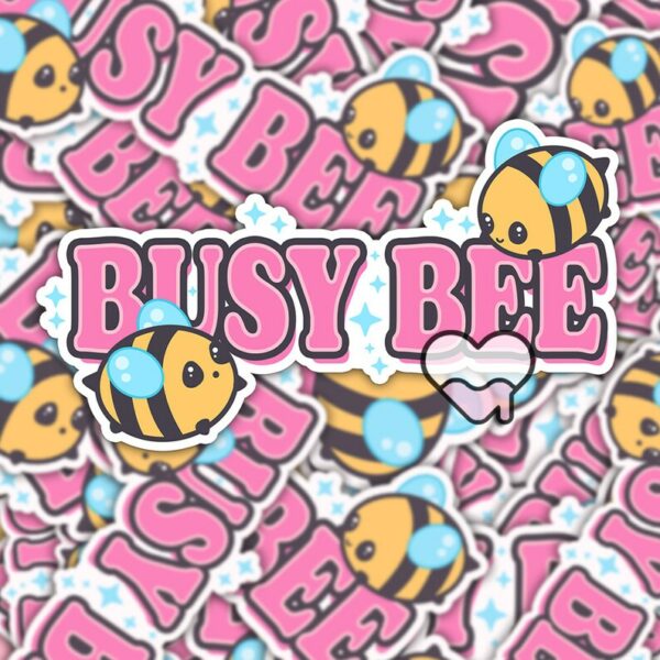 A graphic of Bumbly Bee Busy Bee Sticker available on HeckinMagical.com