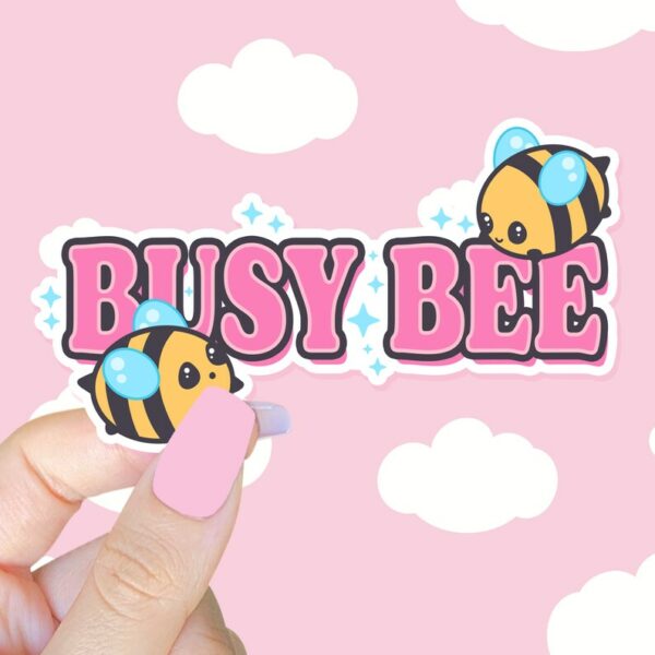 A graphic of Bumbly Bee Busy Bee Sticker available on HeckinMagical.com