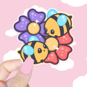 A graphic of Bumbly Bees Flower Friends Sticker available on HeckinMagical.com