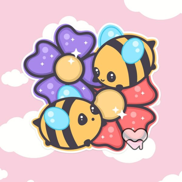 A graphic of Bumbly Bees Flower Friends Sticker available on HeckinMagical.com