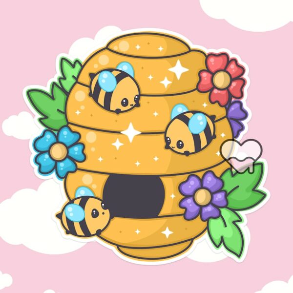 A graphic of Bumbly Bees Honey Home Sticker available on HeckinMagical.com