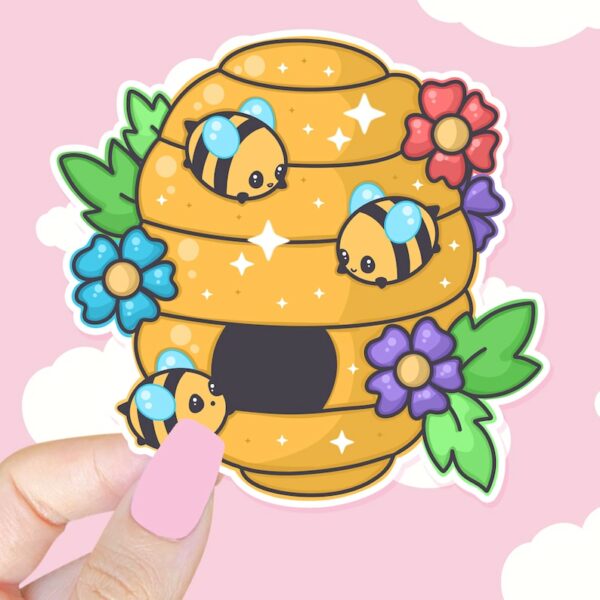 A graphic of Bumbly Bees Honey Home Sticker available on HeckinMagical.com