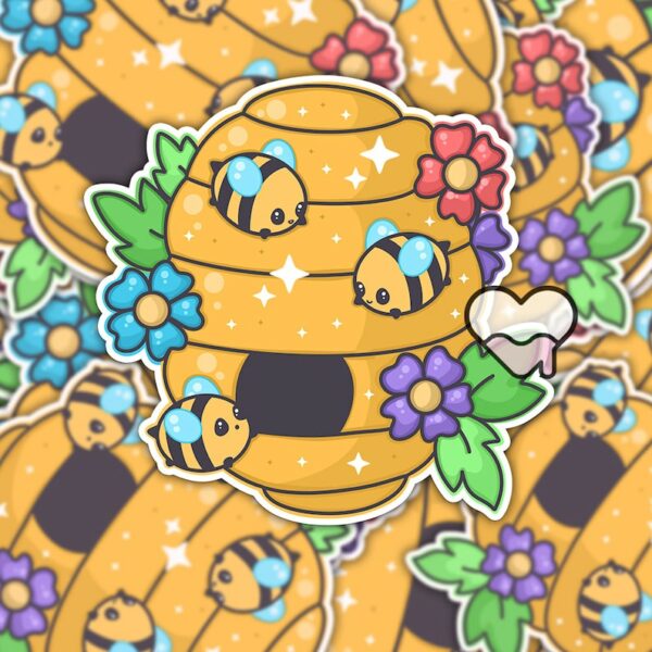 A graphic of Bumbly Bees Honey Home Sticker available on HeckinMagical.com