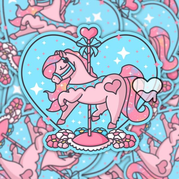 A graphic of Carousel Horse Twinkle Heart Sticker available on HeckinMagical.com