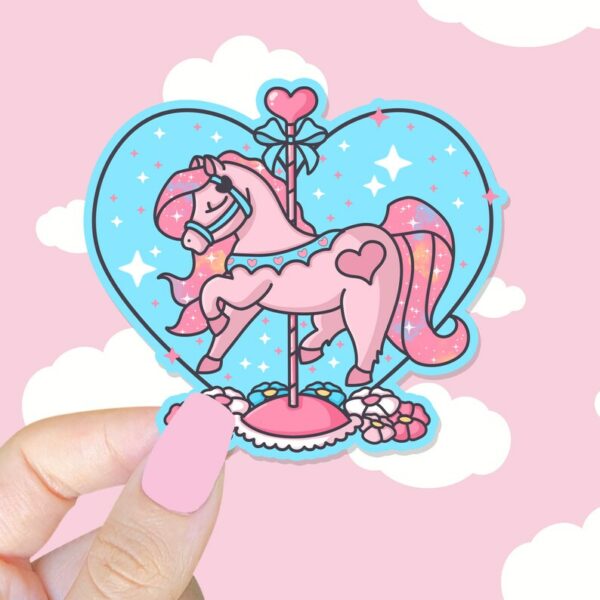 A graphic of Carousel Horse Twinkle Heart Sticker available on HeckinMagical.com