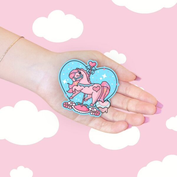 A graphic of Carousel Horse Twinkle Heart Sticker available on HeckinMagical.com