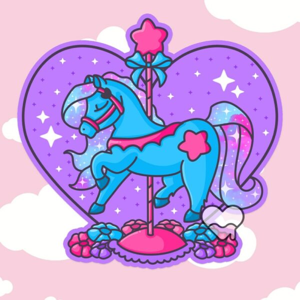 A graphic of Carousel Horse Twinkle Star Sticker available on HeckinMagical.com