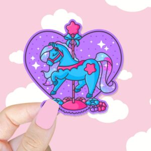 A graphic of Carousel Horse Twinkle Star Sticker available on HeckinMagical.com