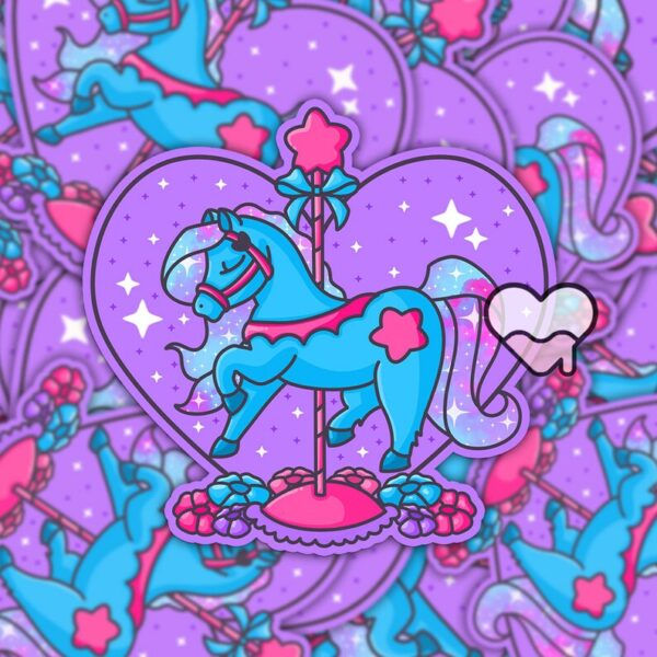 A graphic of Carousel Horse Twinkle Star Sticker available on HeckinMagical.com