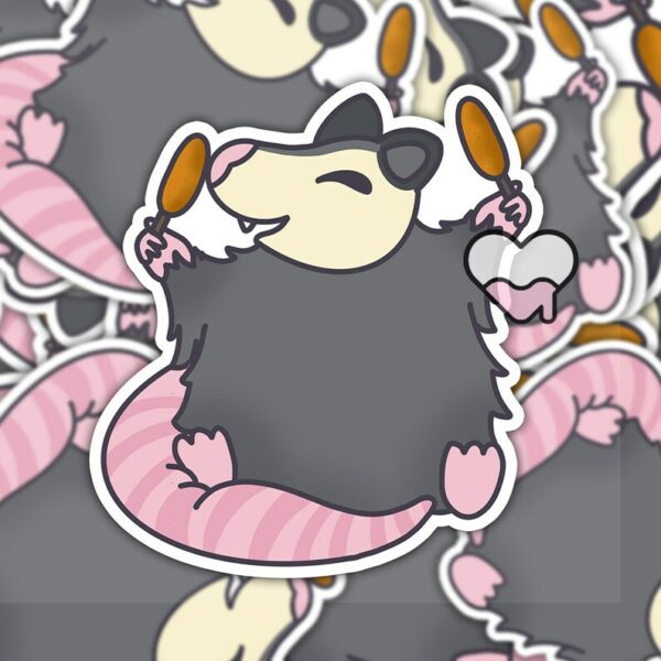 A graphic of Corn Dog Possum Sticker available on HeckinMagical.com