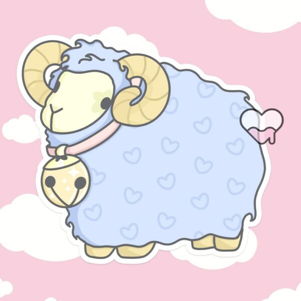 A graphic of Fluffy Cute Ram Sticker available on HeckinMagical.com