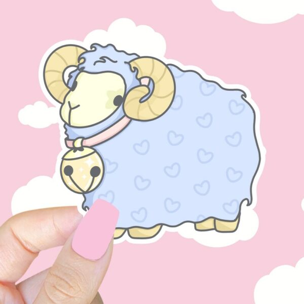 A graphic of Fluffy Cute Ram Sticker available on HeckinMagical.com