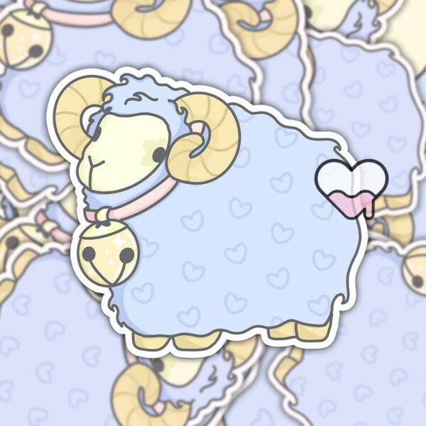 A graphic of Fluffy Cute Ram Sticker available on HeckinMagical.com