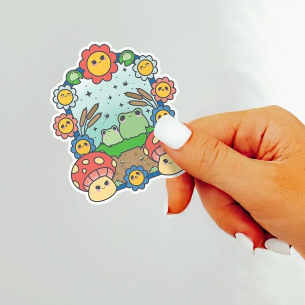 A graphic of Frog Paradise Sticker available on HeckinMagical.com