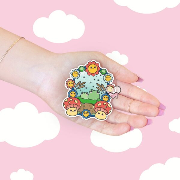 A graphic of Frog Paradise Sticker available on HeckinMagical.com