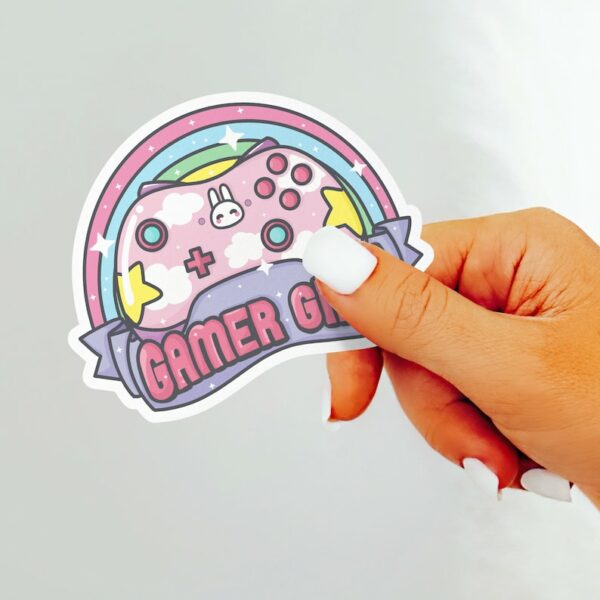 A graphic of Gamer Girl Controller Sticker available on HeckinMagical.com