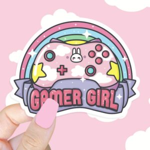 A graphic of Gamer Girl Controller Sticker available on HeckinMagical.com