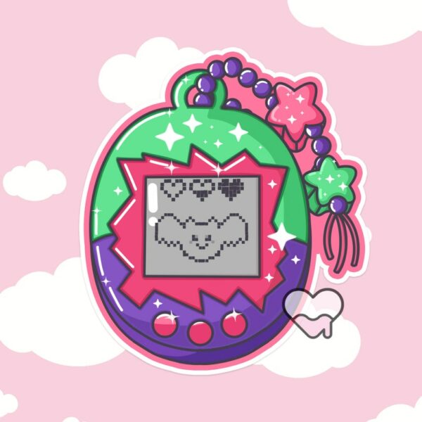 A graphic of Gamer Girl Handheld Pet Bat Sticker available on HeckinMagical.com