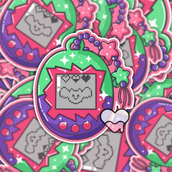 A graphic of Gamer Girl Handheld Pet Bat Sticker available on HeckinMagical.com