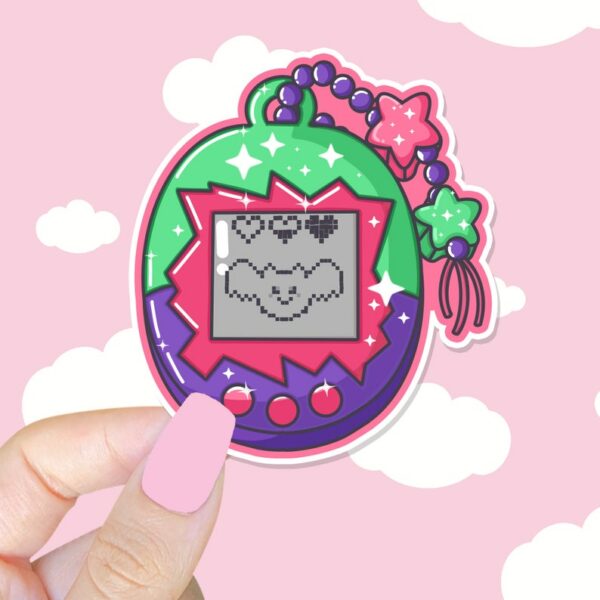 A graphic of Gamer Girl Handheld Pet Bat Sticker available on HeckinMagical.com