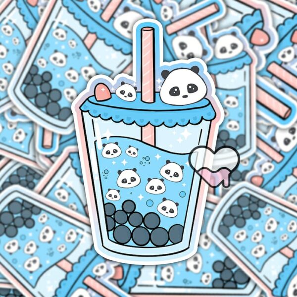 A graphic of Panda Boba Sticker available on HeckinMagical.com