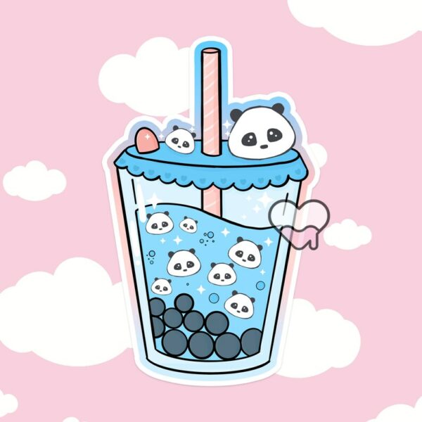 A graphic of Panda Boba Sticker available on HeckinMagical.com