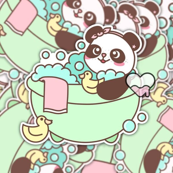 A graphic of Petal The Panda Pamper Yourself Sticker available on HeckinMagical.com