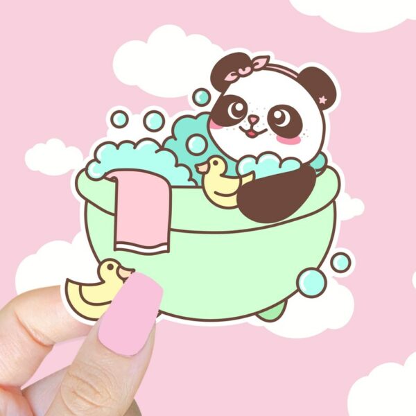 A graphic of Petal The Panda Pamper Yourself Sticker available on HeckinMagical.com