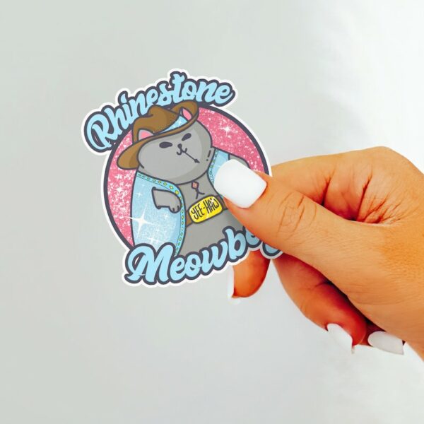 A graphic of Rhinestone Meowboy Sticker available on HeckinMagical.com