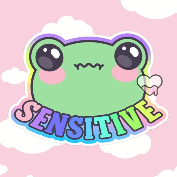 A graphic of Sensitive Frog Sticker available on HeckinMagical.com