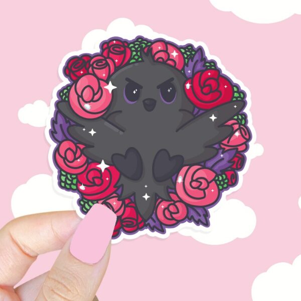 A graphic of Spring Raven Sticker available on HeckinMagical.com