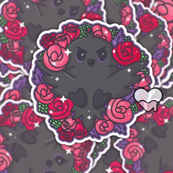 A graphic of Spring Raven Sticker available on HeckinMagical.com