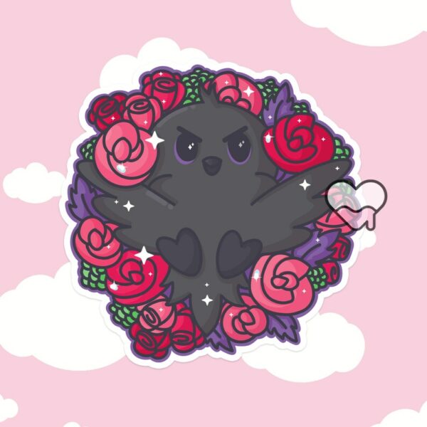 A graphic of Spring Raven Sticker available on HeckinMagical.com